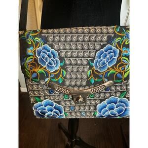 Vintage Hmong Floral Embroidered Crossbody Bag | Boho Hill Tribe Festival Purse